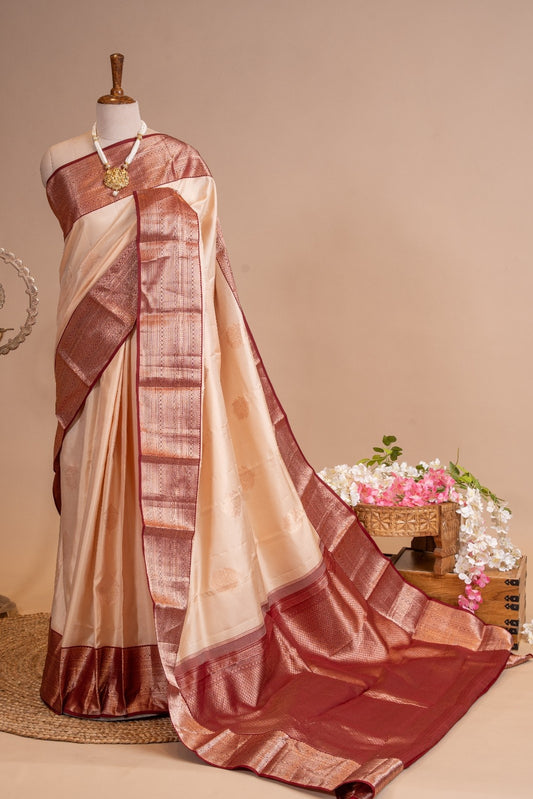 Kanjivaram Silk Zari Buti Contrast Border Saree