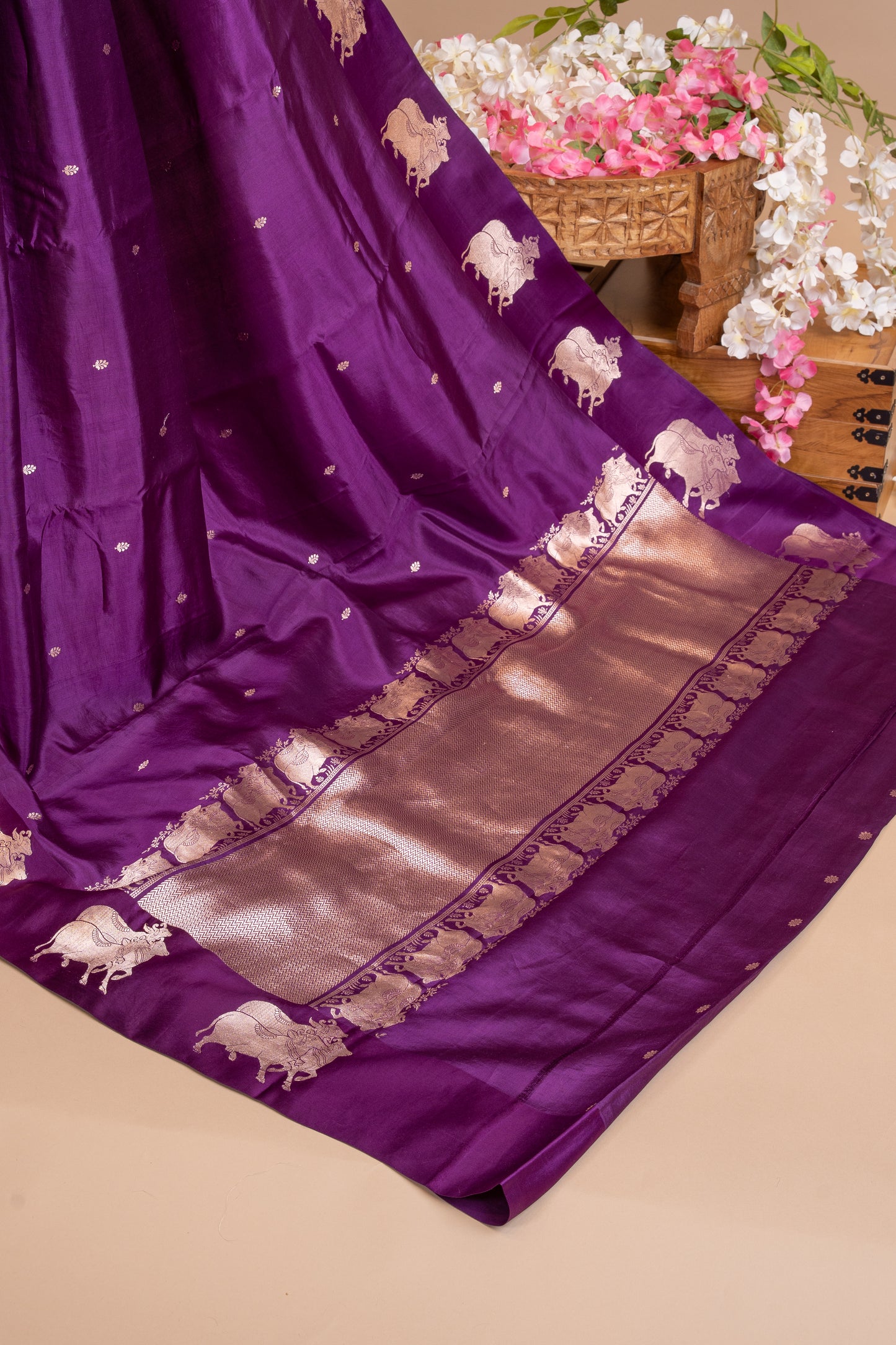 Pure Satin Silk Silver Zari Designer Saree