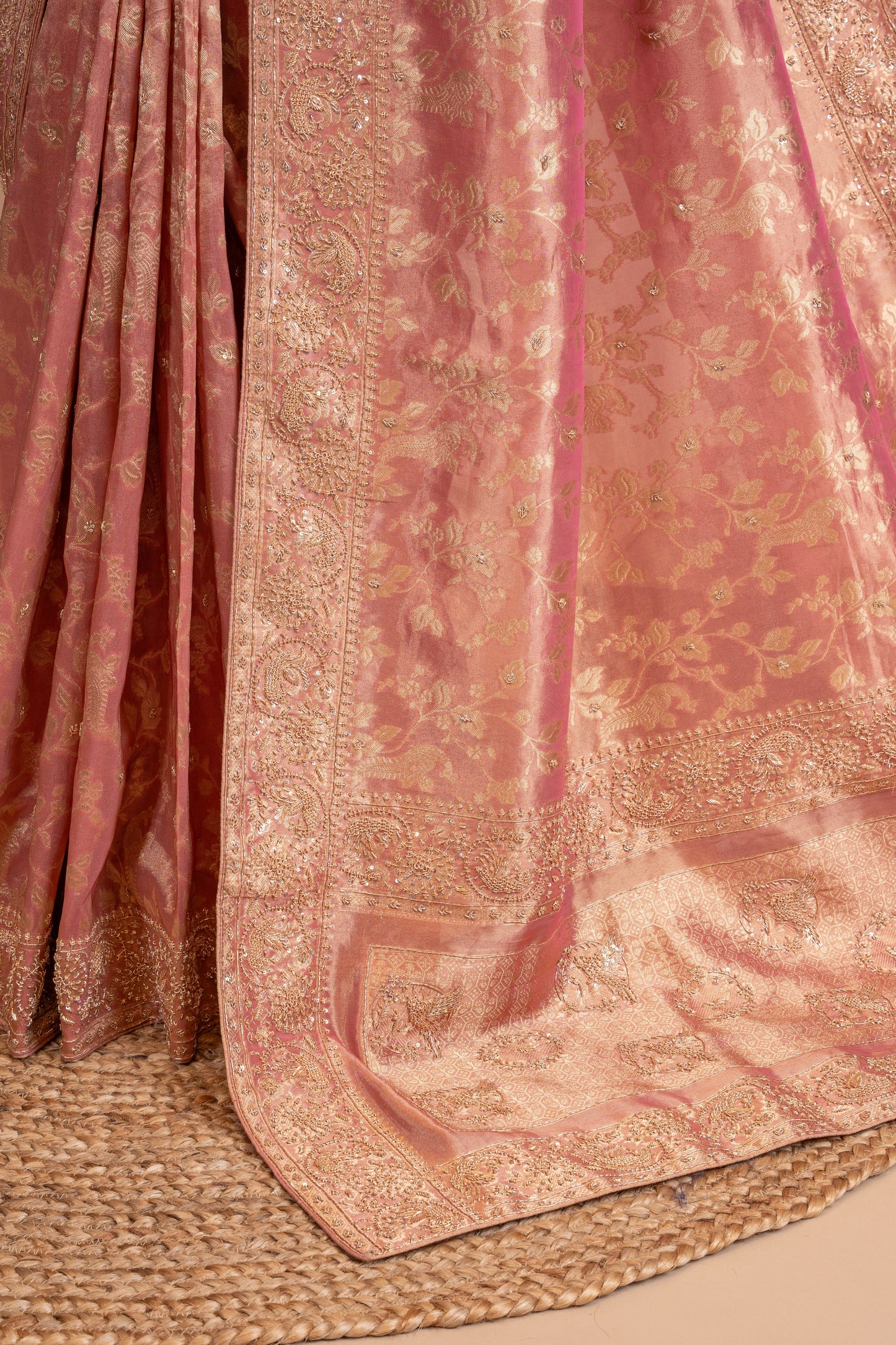 Pure Banarasi Tissue Silk Zardozi Sequence Work Saree