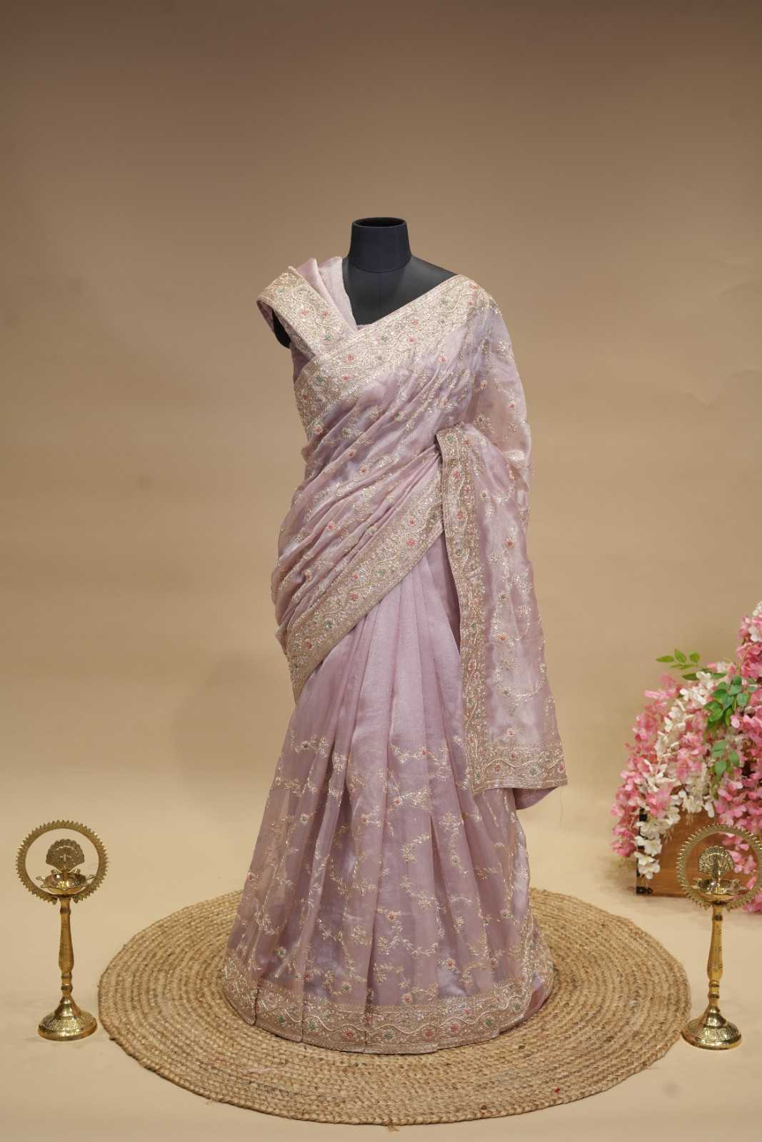 Lavender Organza Tissue Saree