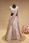 Mauve Banarsi Tissue Pre-Draped Lehenga Set
