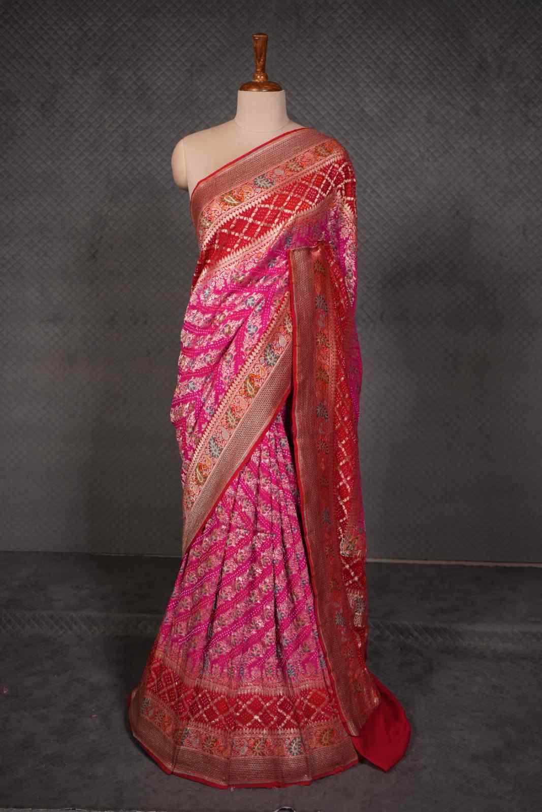 Magenta Pure Georgette Meenakari Zari Saree