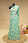 Sky Blue Khadi Georgette Banarsi Saree