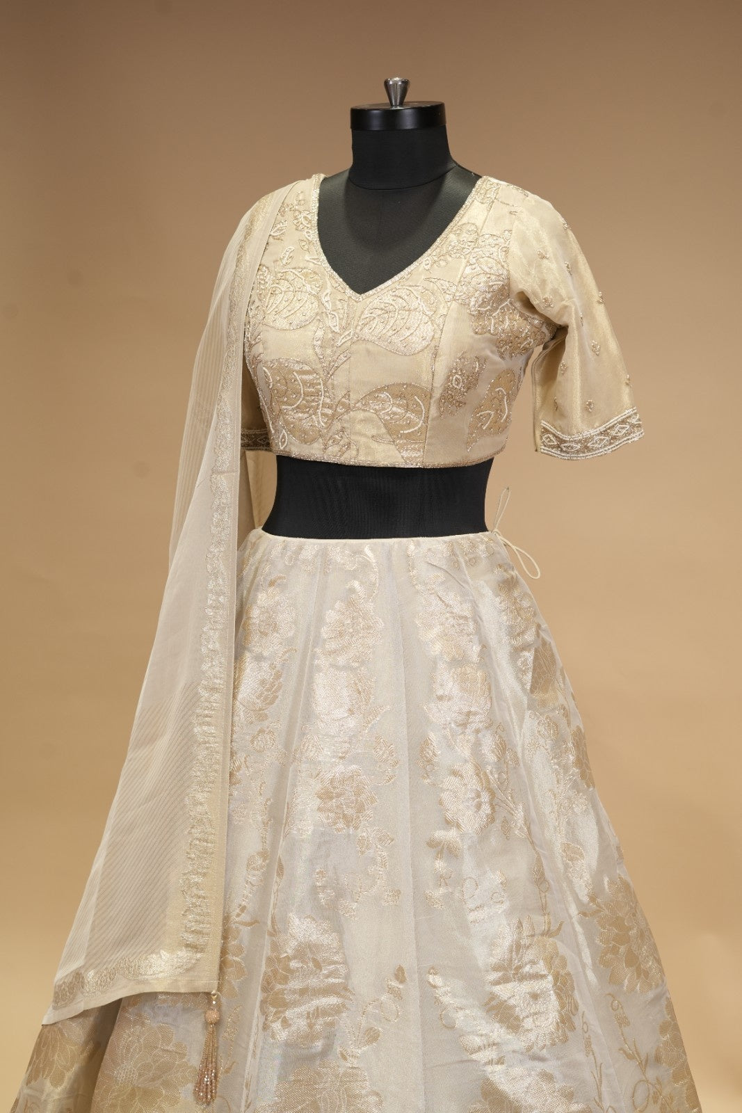 Ivory Banarsi Bridal Lehenga Set