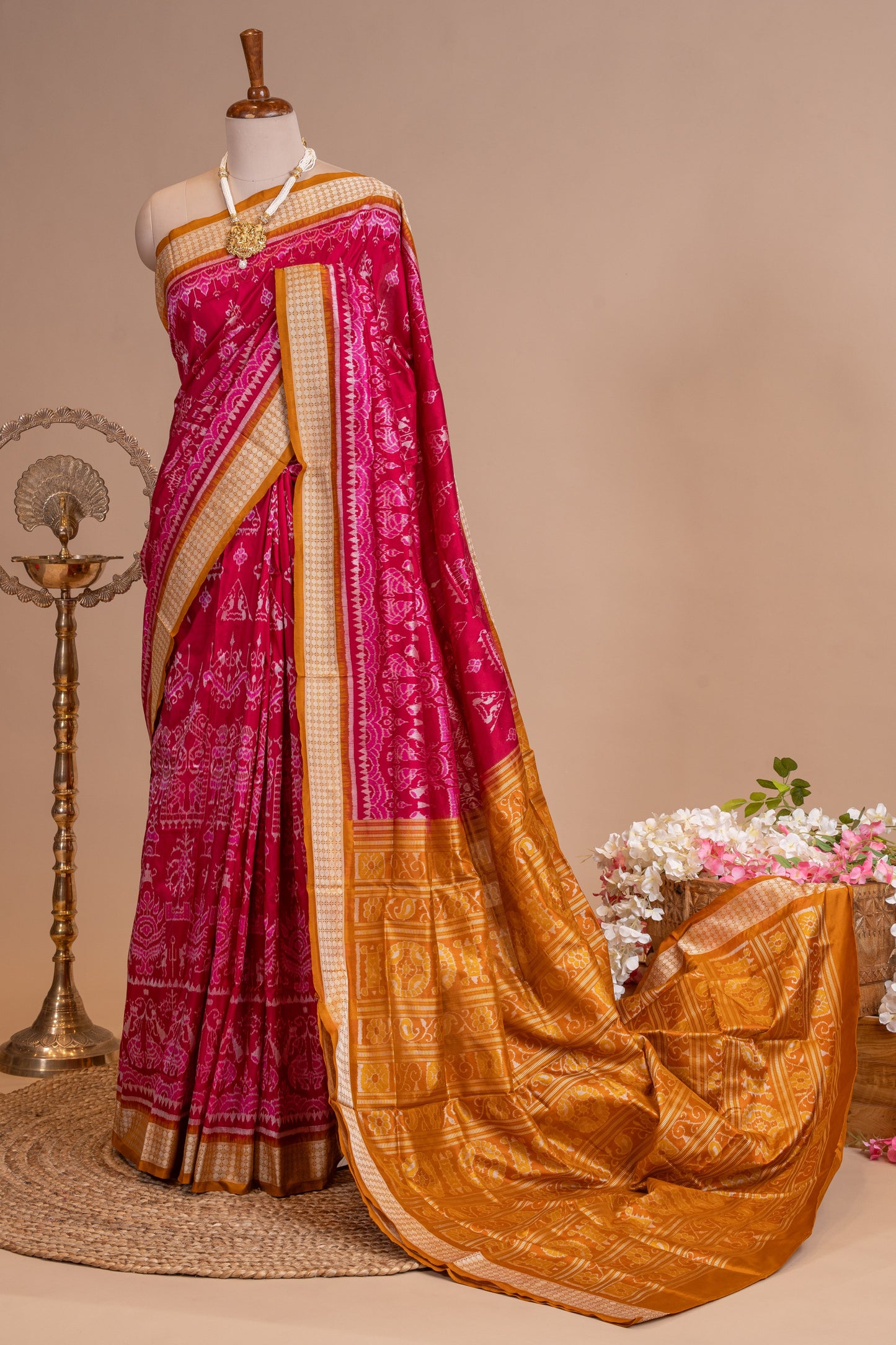 Pure Udiya Silk Resham Weaving Embroidery Designer Saree