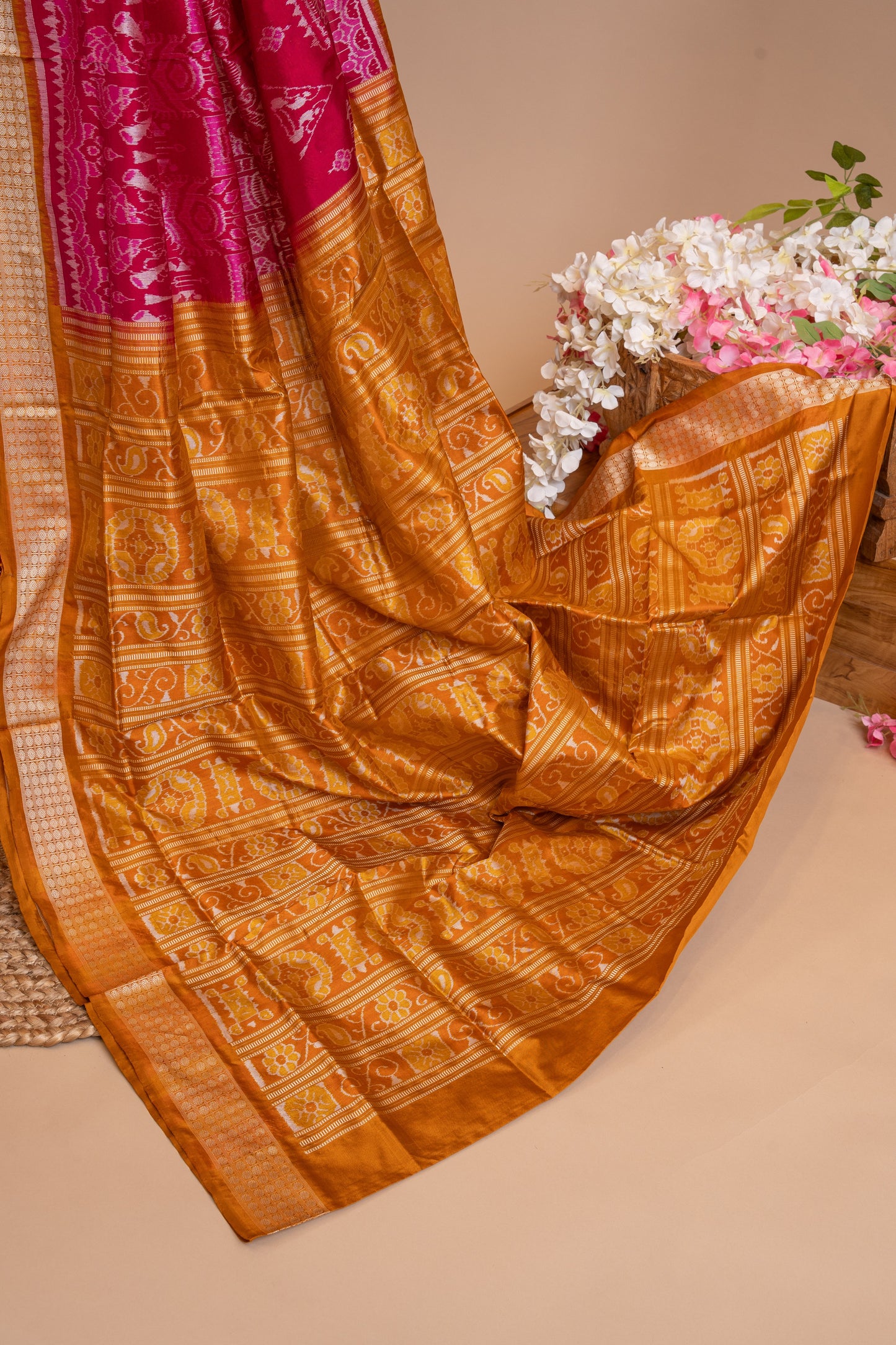 Pure Udiya Silk Resham Weaving Embroidery Designer Saree