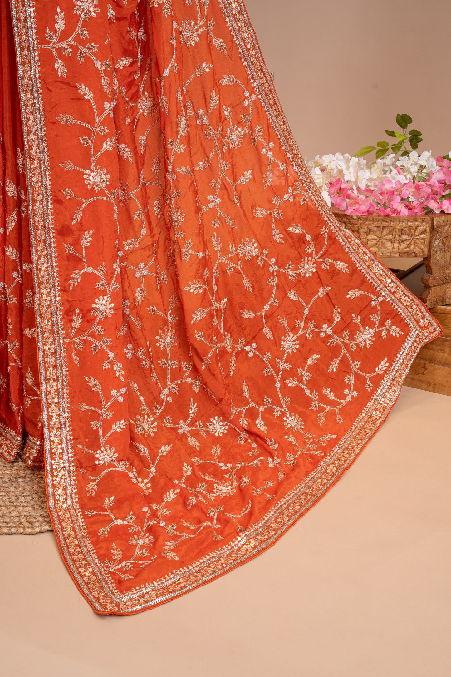 Pure Georgette Crepe Gotapatti Kardana Zardozi Work Saree