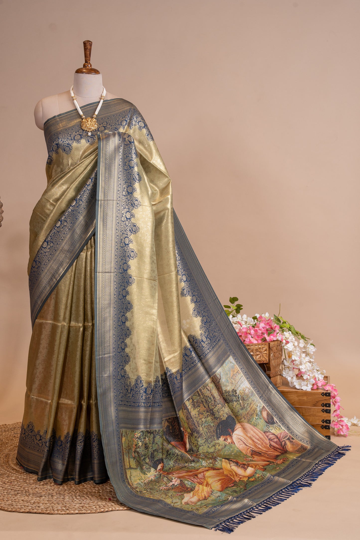 Digital Print Tissue Silk Saree