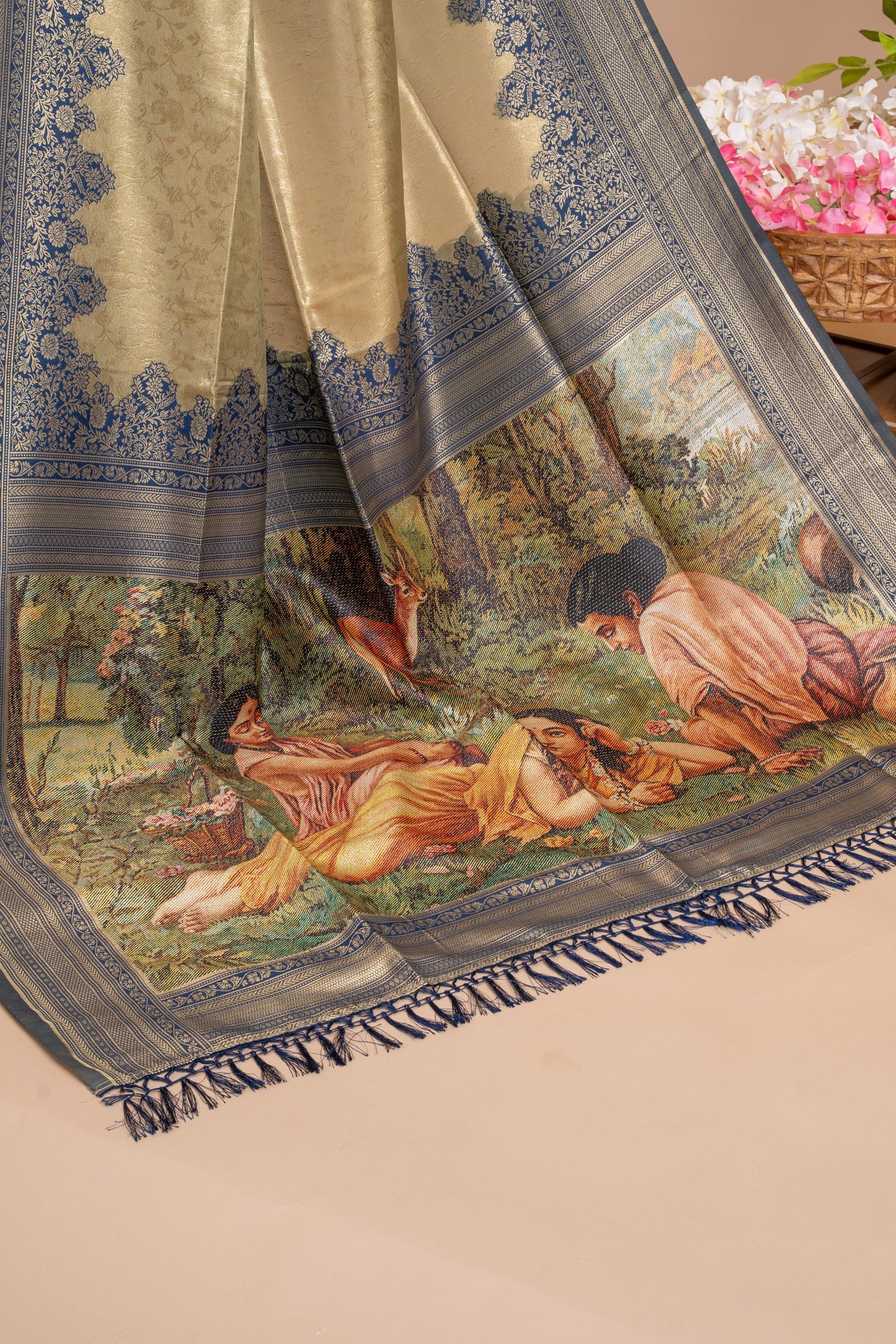 Digital Print Tissue Silk Saree