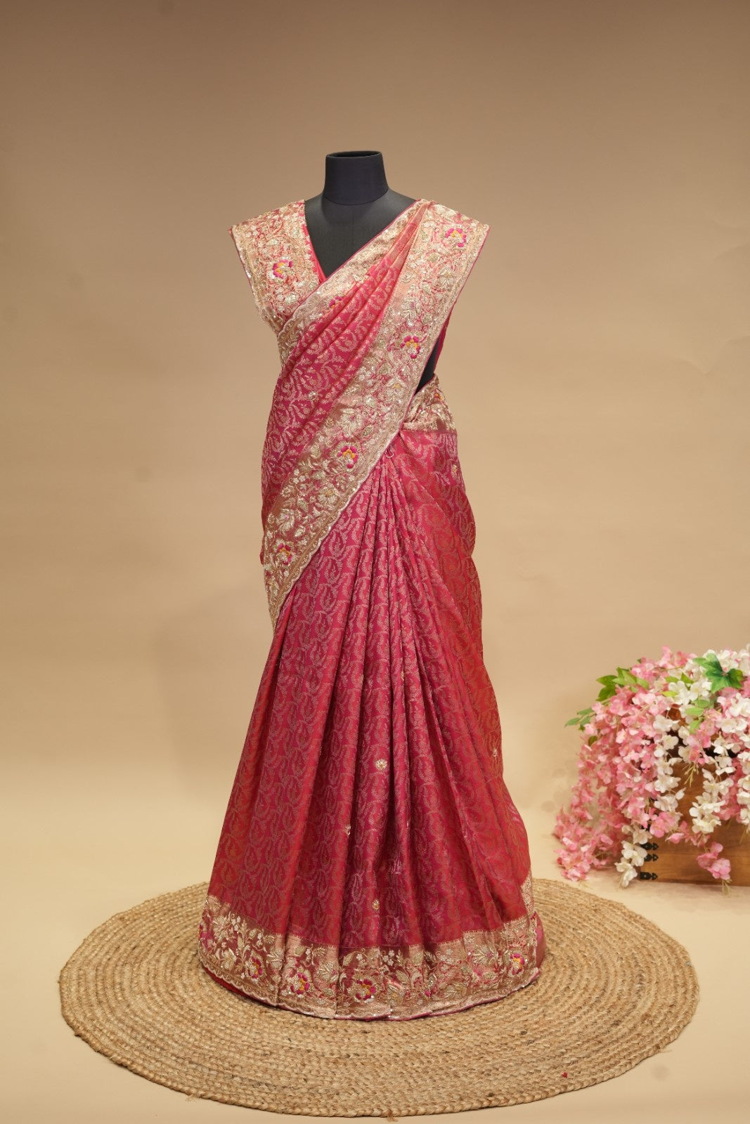Red & Gold Kanjivaram Resham Saree