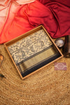 Cream & Black Pure Silk Ikat Patola Zari Saree